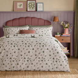 furn. Furn Belle Stripe Reversible Duvet Cover Set, Evergreen, Single - thumbnail 2