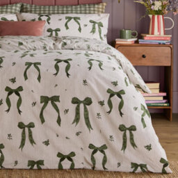 furn. Furn Belle Stripe Reversible Duvet Cover Set, Evergreen, Single - thumbnail 4