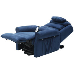 Loops Comfortable Dual Motor Rise And Recline Armchair With Waterfall Pillow - Soft Blue Suedette Fabric - thumbnail 2