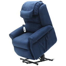 Loops Comfortable Dual Motor Rise And Recline Armchair With Waterfall Pillow - Soft Blue Suedette Fabric - thumbnail 3