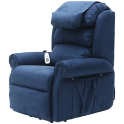 Loops Comfortable Dual Motor Rise And Recline Armchair With Waterfall Pillow - Soft Blue Suedette Fabric - thumbnail 1