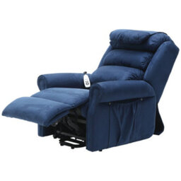 Loops Comfortable Dual Motor Rise And Recline Armchair With Waterfall Pillow - Soft Blue Suedette Fabric - thumbnail 4