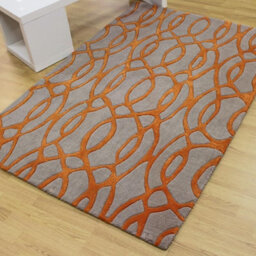 Orange Wool Luxurious Modern Easy To Clean Handmade Abstract Rug For Bedroom Dining Room And Living Room -200Cm X 300Cm - thumbnail 2