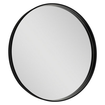 GoodHome Tisa Black Round Wall-Mounted Bathroom Mirror (H)60Cm (W)60Cm - image 1