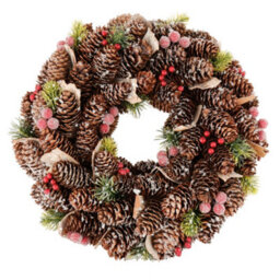 Dibor 36Cm Traditional Berries Xmas Festive Decor Front Door Autumn Wreath Christmas Wreath - thumbnail 1