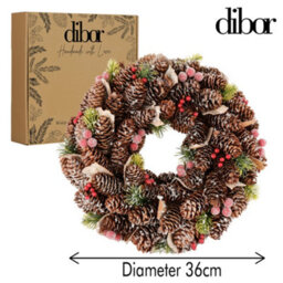 Dibor 36Cm Traditional Berries Xmas Festive Decor Front Door Autumn Wreath Christmas Wreath - thumbnail 5