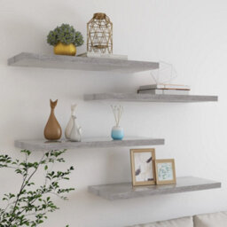 Berkfield Floating Wall Shelves 4 Pcs Concrete Grey 80X23.5X3.8 Cm Mdf - thumbnail 1
