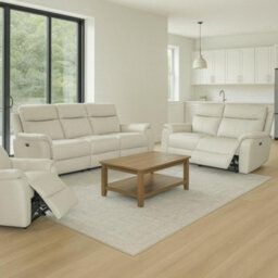 Aspire Kingsmere 3 + 2 + 1 Power Recliner Sofa Suite In Real Leather, Pewter - thumbnail 1