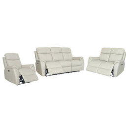 Aspire Kingsmere 3 + 2 + 1 Power Recliner Sofa Suite In Real Leather, Pewter - thumbnail 2