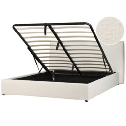 Beliani Ottoman Bed Boucle Lavaur 180 X 200 Cm (Eu Super King) Off-White - thumbnail 1