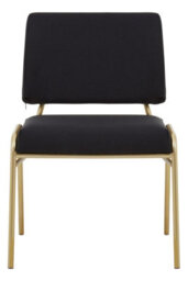 Orsina Comfortable Black Linen Chair, Elegant Design Comfortable Chair For Bedroom, Gold Finish Accent Chair