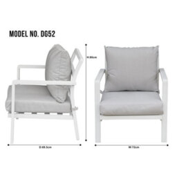 Loops Premium 5 Seater Garden Coffee Table & Parasol Set White Aluminium Sofa Cushions - thumbnail 6