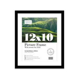 "12X10"" Black Frame With Mount For 10X8"" Pictures 20mm Slim Edge Portrait And Landscape Display With Wall Hooks And Kickstand" - thumbnail 1