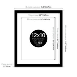 "12X10"" Black Frame With Mount For 10X8"" Pictures 20mm Slim Edge Portrait And Landscape Display With Wall Hooks And Kickstand" - thumbnail 2