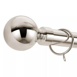 Bedlooms Plain Metal Curtain Pole- (120-210 Cm, 48''- 84'') Extendable Durable Rod Ball Finials 60 mm Brushed Silver Finish - thumbnail 1