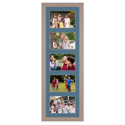 AK Frames 26X8 Rose Gold Modern Multi Photo Frame With Pompadour Mount - Holds 5 Apertures (5X) 6X4 Photos - image 1