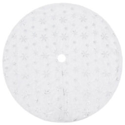 Berkfield Luxury Christmas Tree Skirt White 150 Cm Faux - thumbnail 2