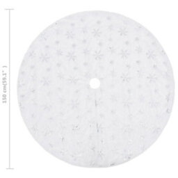 Berkfield Luxury Christmas Tree Skirt White 150 Cm Faux - thumbnail 6