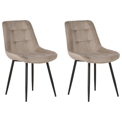 Beliani Set Of 2 Dining Chairs Melrose Velvet Taupe - image 1