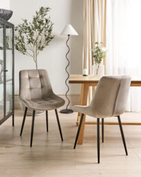 Beliani Set Of 2 Dining Chairs Melrose Velvet Taupe - thumbnail 2