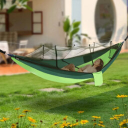 Portable Camping Hammock With Mosquito Net And Tree Straps 200Kg Capacity, Green