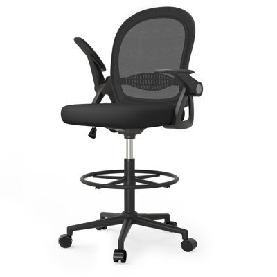 Onemill Tall Office Chair With Flip-Up Armrests, Adjustable Footrest, And Swivel For Home Office-Black - image 1