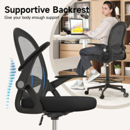 Onemill Tall Office Chair With Flip-Up Armrests, Adjustable Footrest, And Swivel For Home Office-Black - thumbnail 5