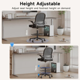 Onemill Tall Office Chair With Flip-Up Armrests, Adjustable Footrest, And Swivel For Home Office-Black - thumbnail 4
