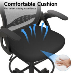 Onemill Tall Office Chair With Flip-Up Armrests, Adjustable Footrest, And Swivel For Home Office-Black - thumbnail 7