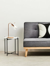 Orsina Side Table With Round White Top, Contrasting Colours And Unique Small Lounge Tables, Sleek Bedside Table - thumbnail 4