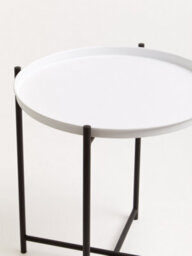 Orsina Side Table With Round White Top, Contrasting Colours And Unique Small Lounge Tables, Sleek Bedside Table - thumbnail 6