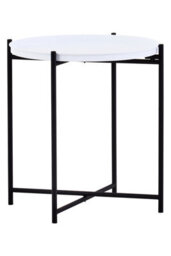 Orsina Side Table With Round White Top, Contrasting Colours And Unique Small Lounge Tables, Sleek Bedside Table