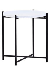 Orsina Side Table With Round White Top, Contrasting Colours And Unique Small Lounge Tables, Sleek Bedside Table - thumbnail 2