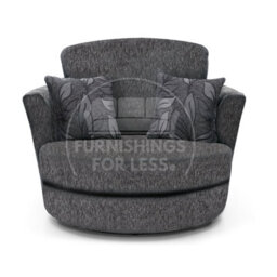 Furnishings For Less UK Byron Dundee Chenille Fabric Swivel Chair 360 Rotation Foam Grey