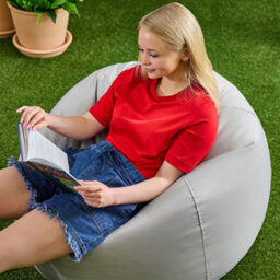 Icon Kingston Adult Classic Indoor Outdoor Bean Bag & Square Footstool Pouffe Grey - thumbnail 7