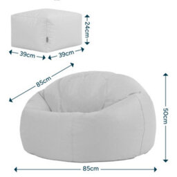 Icon Kingston Adult Classic Indoor Outdoor Bean Bag & Square Footstool Pouffe Grey - thumbnail 6