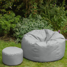 Icon Kingston Adult Classic Indoor Outdoor Bean Bag & Square Footstool Pouffe Grey - thumbnail 4