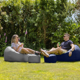 Icon Kingston Adult Classic Indoor Outdoor Bean Bag & Square Footstool Pouffe Grey - thumbnail 3