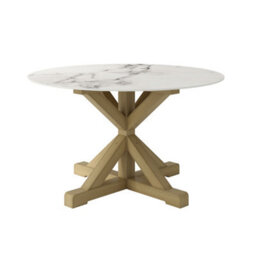 LPD Napa Stone Dining Table Marble Effect Top Modern Style For 4-6 People - thumbnail 1