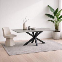 Wyld Haus Perth 200Cm Grey Ceramic Rectangular Dining Table With Black Metal Legs - thumbnail 1