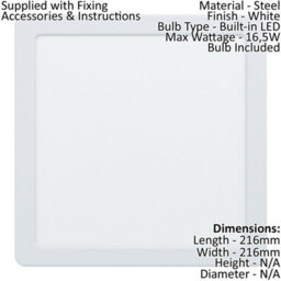 Premium 16.5W Square Led Downlight For Walls And Ceilings - 4000K Bright White Light - thumbnail 2