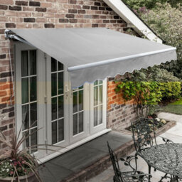 Primrose Awnings 4.0M X 3.0M Retractable Manual Standard Silver Awning Outdoor Patio Canopy