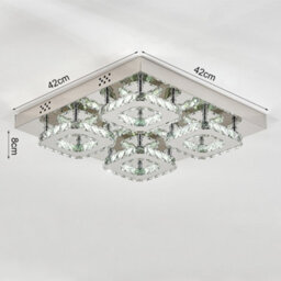 Darphe Modern Chrome Crystal 4 Square Led Ceiling Light, Cool White Chandelier 42X42Cm - thumbnail 6