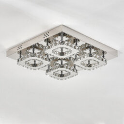 Darphe Modern Chrome Crystal 4 Square Led Ceiling Light, Cool White Chandelier 42X42Cm - thumbnail 5