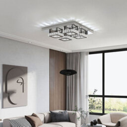 Darphe Modern Chrome Crystal 4 Square Led Ceiling Light, Cool White Chandelier 42X42Cm - thumbnail 4