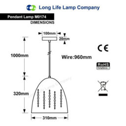 Long Life Lamps Company Modern Ceiling Grey Pendant Light M0174 - thumbnail 2
