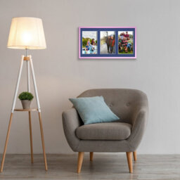 AK Frames 40X20Cm Pastel Pink Sleek Multi Photo Frame With Blue Mount - Holds 3 Apertures (3X) 6X4 Photos - thumbnail 3