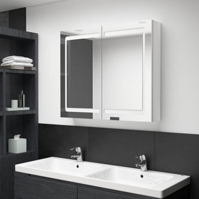 Vidaxl Led Bathroom Mirror Cabinet Shining White 80X12X68 Cm - image 1
