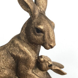 "Animal Crackers Large (25.5Cm /10"" High) Bronze Effect Sitting Hare With Baby Figurine From The Leonardo Reflections Bronzed Range, Gift Boxed." - thumbnail 2