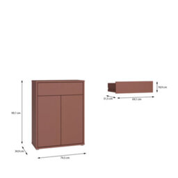Furniture To Go Alice Springs Compact Shoe Cabinet With 2 Doors Push-To-Open And 1 Drawer Push-To-Open In Terracotta - thumbnail 9